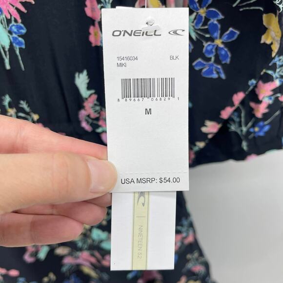 O’Neill Miki Henley Ball Pink Floral Print 3/4 Sleeve Cinch Waist Short Dress - Picture 10 of 10